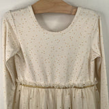 Size 6-7 (120): Hanna Andersson Creme Golden Stars Tulle Long Sleeve Dress