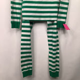 Size 12 (150): Hanna Andersson Green White Striped 2pc PJs