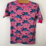 Size 8 (130): Hanna Andersson Pink/Blue Pegasus 2pc Shorty PJs