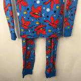 Size 6-7 (120): Hanna Andersson Blue/Red Dragon Print 2pc PJs