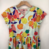 Size 14: Tea Blue Colorful Fruit Short Sleeve Dress