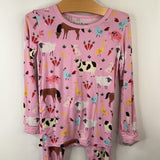Size 4-5: Reshinee Pink Farm Animals 2pc PJs