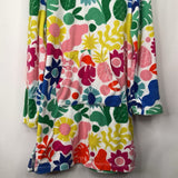 Size 9-10: Mini Boden White/Rainbow Floral Terrycloth Hooded Long Sleeve Cover Up