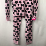 Size 10 (140): Hanna Andersson Pink/Black Kitties 2pc PJs