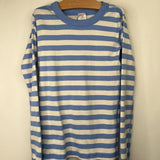 Size 12 (150): Hanna Andersson White/Blue Striped 2pc PJs