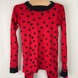 Size 6-7 (120): Hanna Andersson Red/Black Polka Dot 2pc PJs