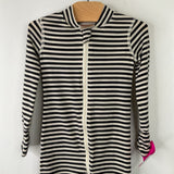 Size 6-12m: Hanna Andersson Grey/White Striped 1pc Zip Up Pjs + Hat