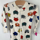 Size 18-24m (80): Hanna Andersson White/Multi Animals Zip Up 1pc PJs