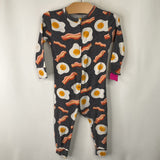 Size 18-24m: Old Navy Grey Bacon/Eggs 1pc Zip-Up PJS