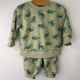 Size 3-6m (60): Hanna Andersson Green Dinosaur 2pc Cozy Sweat Set