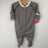 Size 0-3m (50): Hanna Andersson White/Black Striped 1pc Footy PJs