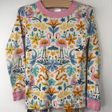 Size 5 (110): Hanna Andersson White/Multi Floral 2pc PJs