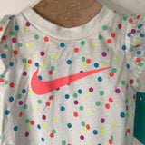 Size 0-3m: Nike White/Rainbow Polka Dots Tank Romper