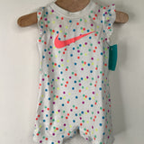 Size 0-3m: Nike White/Rainbow Polka Dots Tank Romper