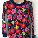 Size 5 (110): Hanna Andersson Blue Pink Red Floral 2pc PJs